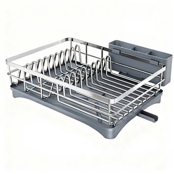 Large-capacity dish rack accessory, with utensil holder and drip tray