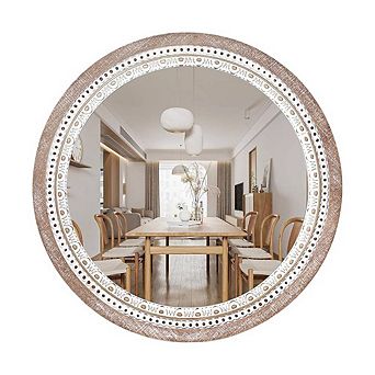 Wooden Round Mirror With Beaded Frame