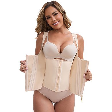 Women's Slimming Waist Corset Top Zipper Adjustable Straps Push-Up Tummy Control Tank