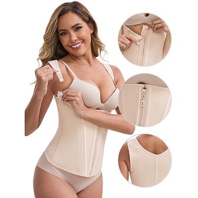Women's Slimming Waist Corset Top Zipper Adjustable Straps Push-Up Tummy Control Tank