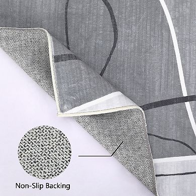 Modern Area Rug Machine Washable Low Pile Pet Friendly Ultra Thin Carpet for Kid's Room Kitchen
