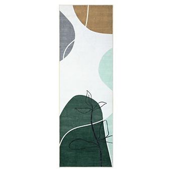 Modern Area Rug Machine Washable Low Pile Pet Friendly Ultra Thin Carpet for Kid's Room Kitchen