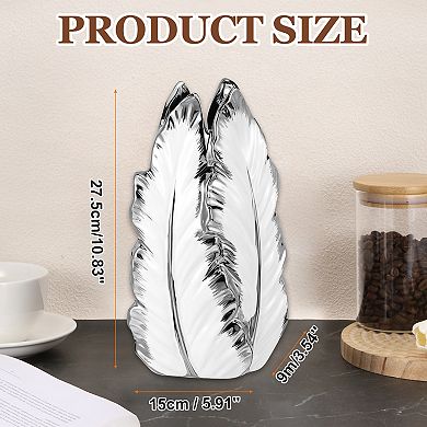 10.8 Inch Height Banana Leaf Ceramic Vase, Electroplated Modern Vase for Home Decor