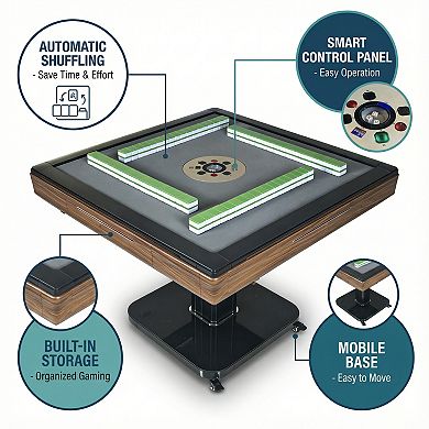 Whisen Foldable Ultra-Thin Automatic Mahjong Table with Wheels and Hard Table Cover