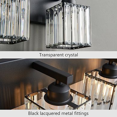 Modern Crystal Vanity Light, Sleek Metal Wall Sconce for Bathroom, Bedroom Vanity Mirror