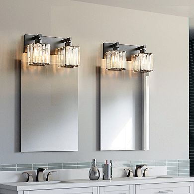 Modern Crystal Vanity Light, Sleek Metal Wall Sconce for Bathroom, Bedroom Vanity Mirror