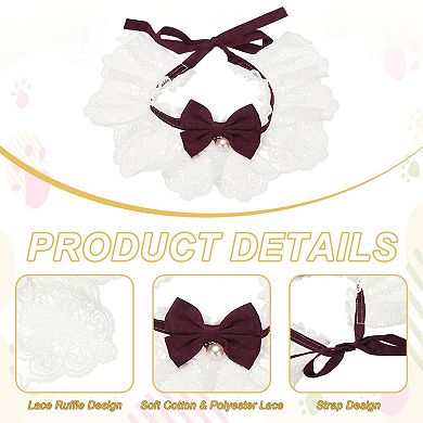 Cute Kitten Collar Dog Bibs Pet Bowtie Lace Ruffle Bandana Adjustable and Breakaway 1Pc