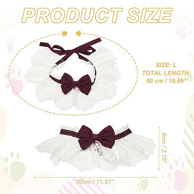 Cute Kitten Collar Dog Bibs Pet Bowtie Lace Ruffle Bandana Adjustable and Breakaway 1Pc