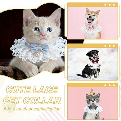Cute Kitten Collar Dog Bibs Pet Bowtie Lace Ruffle Bandana Adjustable and Breakaway 1Pc