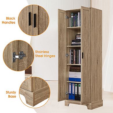 DOMETOURE Brown 2-Door Multi-Functional Storage Cabinet with Adjustable Shelves
