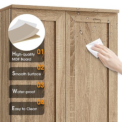 DOMETOURE Brown 2-Door Multi-Functional Storage Cabinet with Adjustable Shelves