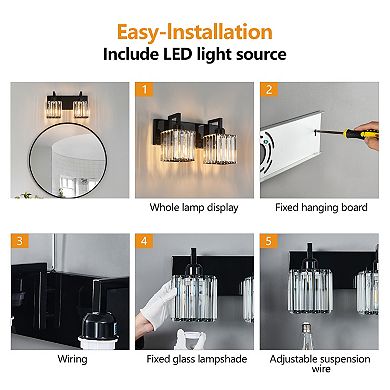 Modern Crystal Vanity Light Sleek Metal Wall Sconce for Bathroom and Home