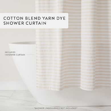 Cotton Blend Striped Shower Curtain