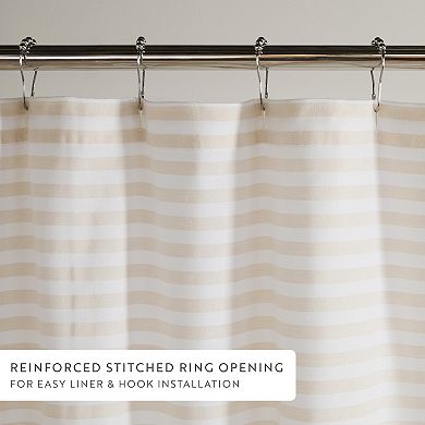 Cotton Blend Striped Shower Curtain