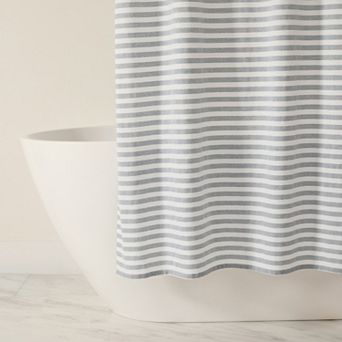 Cotton Blend Striped Shower Curtain
