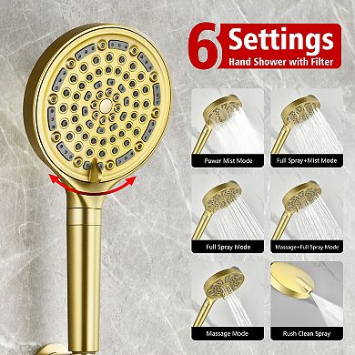SUMERAIN Wall Mount Shower System, 6&5 Modes, SPA Experience, Solid Brass, 3X Corrosion Resistance
