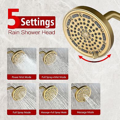 SUMERAIN Wall Mount Shower System, 6&5 Modes, SPA Experience, Solid Brass, 3X Corrosion Resistance