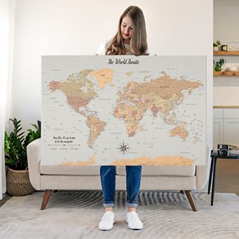 Time Flies Push Pin World Map II