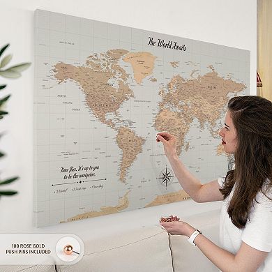 Time Flies Push Pin World Map II