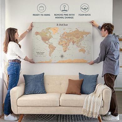 Time Flies Push Pin World Map II