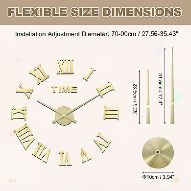 27.56-35.43 Inch Modern Frameless DIY Wall Clock 1Pc