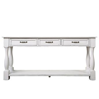 Whisen Mid-Century Console Table with 3 Drawers and 1 Bottom Shelf