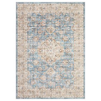 Vintage Area Rug Machine Washable Low Pile Pet Friendly Stain Resistant Carpet for Living Room