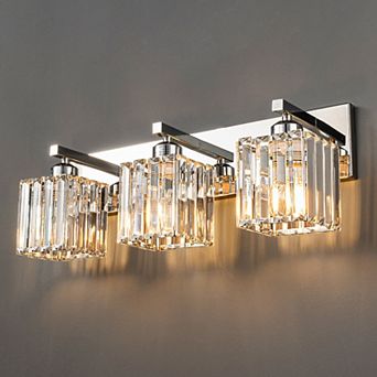Modern Crystal Vanity Light, Sleek Metal Wall Sconce for Bathroom, Bedroom Vanity Mirror