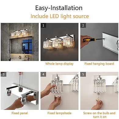 Modern Crystal Vanity Light, Sleek Metal Wall Sconce for Bathroom, Bedroom Vanity Mirror