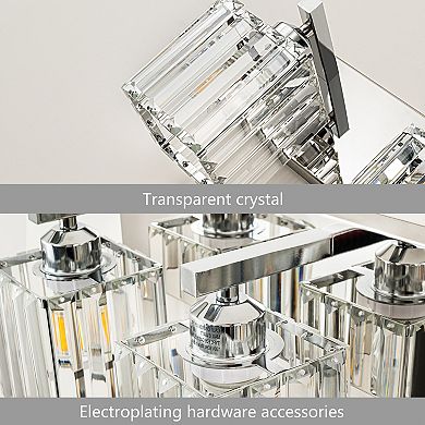 Modern Crystal Vanity Light, Sleek Metal Wall Sconce for Bathroom, Bedroom Vanity Mirror