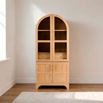 Lufeiya 71 Inch Arched Kitchen Pantry Cabinet, Adjustable Shelves, Hidden Drawer, Storage Cupboard