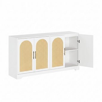 59inch Sideboard Buffet Cabinet,Credenza Storage with 4 Rattan Doors