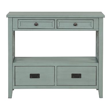 Whisen Farmhouse Console Table with 4 Drawers and Storage Shelf