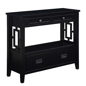 Whisen Farmhouse Console Table with 4 Drawers and Storage Shelf