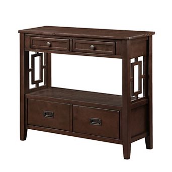 Whisen Farmhouse Console Table with 4 Drawers and Storage Shelf
