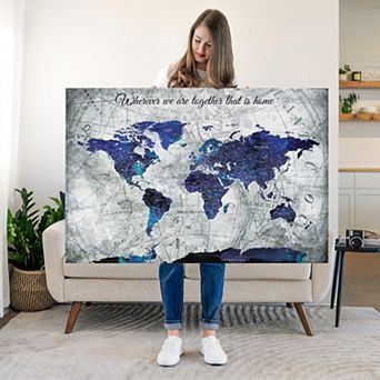 Wherever We Are I Push Pin World Map