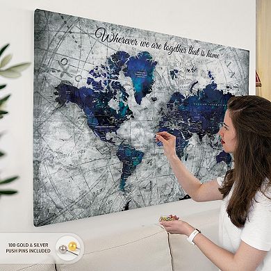 Wherever We Are I Push Pin World Map