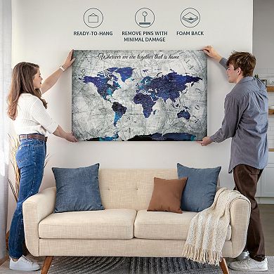 Wherever We Are I Push Pin World Map