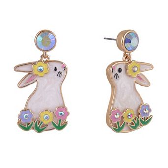 Hallmark Easter Bunny and Flower Earrings