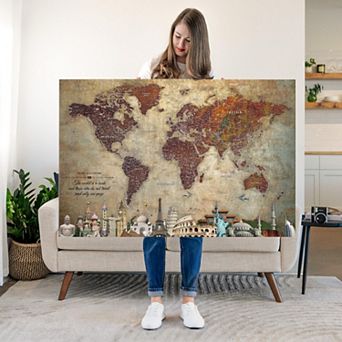 World's A Book II Push Pin World Map