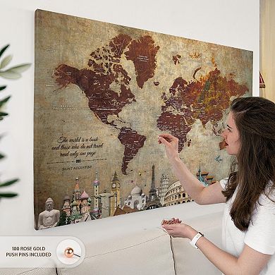World's A Book II Push Pin World Map