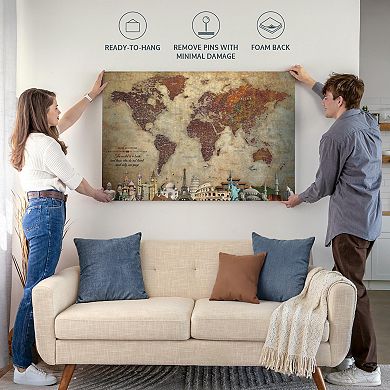 World's A Book II Push Pin World Map