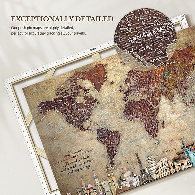 World's A Book II Push Pin World Map