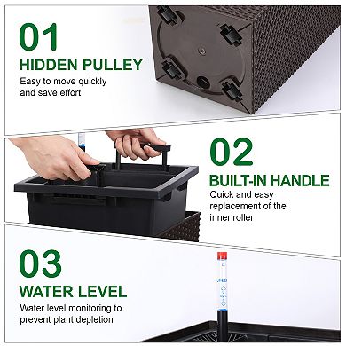 22.5 " Tall Planters Set of 2 with Built-in Drainage System, Automatic Watering