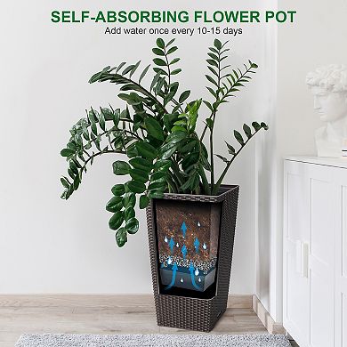 22.5 " Tall Planters Set of 2 with Built-in Drainage System, Automatic Watering