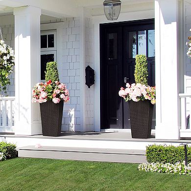 22.5 " Tall Planters Set of 2 with Built-in Drainage System, Automatic Watering