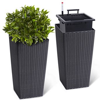 22.5 " Tall Planters Set of 2 with Built-in Drainage System, Automatic Watering