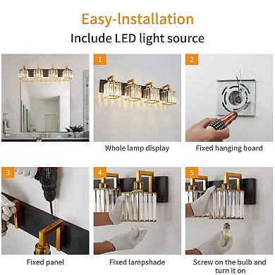 ZLAIQB 28.34” 4-Light Modern Crystal Bathroom Wall Lamp