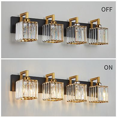 ZLAIQB 28.34” 4-Light Modern Crystal Bathroom Wall Lamp