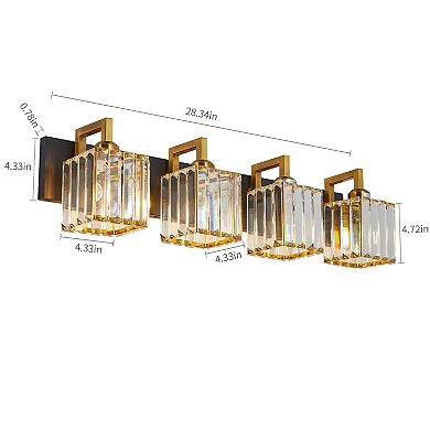 ZLAIQB 28.34” 4-Light Modern Crystal Bathroom Wall Lamp